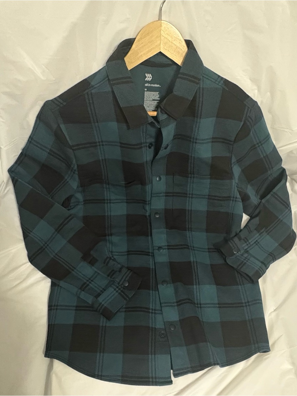 all in motion Teal and Black Plaid Button-Down Shirt